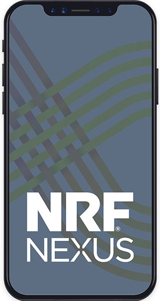 NRF NEXUS 2023 - image of mobile phone with NRX NEXUS mobile app screen